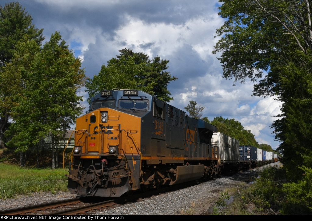 CSX 3145 is the DPU on I030 heading east on the Trenton Line